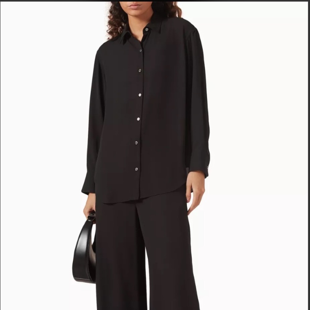 BABATON Black Power Button-Down Blouse Shirt Size M Like New